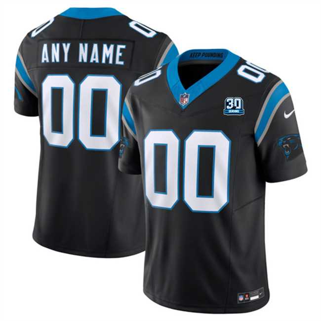 Mens Carolina Panthers Active Player Custom Black 2024 30th Anniversary Patch F.U.S.E. Vapor Limited Stitched Football Jersey